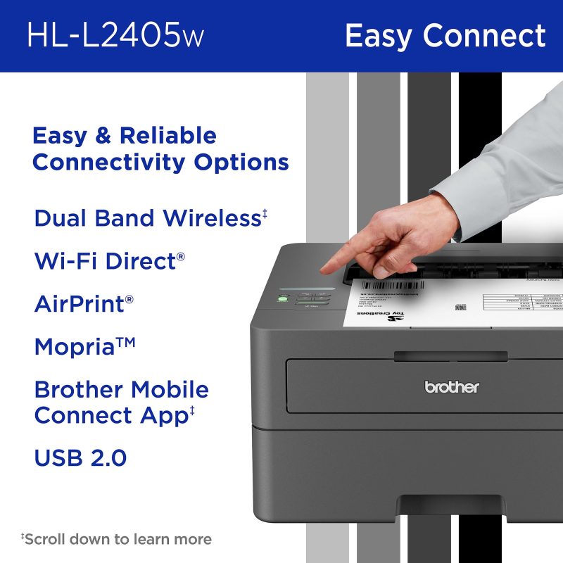 Brother HL-L2405W Wireless Compact Monochrome Laser Printer, Mobile Printing, Refresh EZ Print Eligibility - Image 7