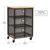 Mind Reader Storage Cart Organizer with 3 Drawers, 24-1/4" H x 13" W x 15-3/4" D, Black - Image 3
