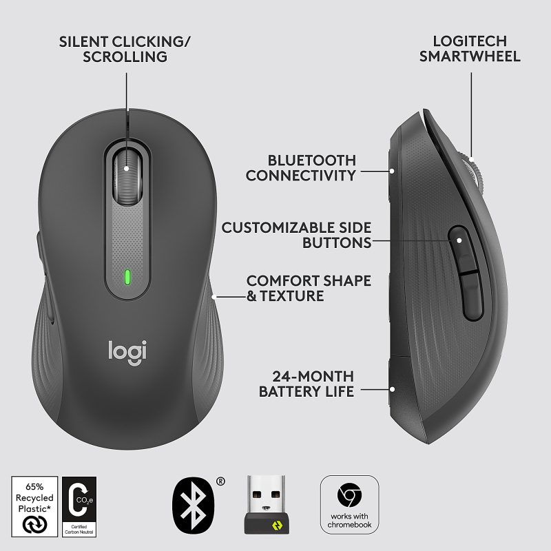 Logitech® Signature M650 L Full Size Wireless Mouse, Graphite - Image 7