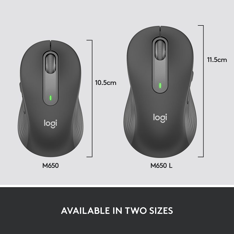 Logitech® Signature M650 L Full Size Wireless Mouse, Graphite - Image 8