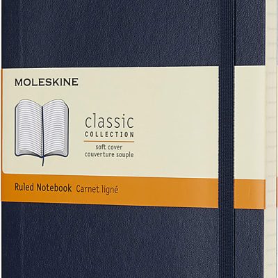 Moleskine Classic Soft Cover Notebook, 5” x 8-1/4”, Ruled, 192 Pages, Sapphire Blue