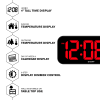 Sharp Jumbo 4'' LED Wall Clock with Indoor/Outdoor Temperature and Calendar Display, 5-7/8”H x 1”W x 14”D, Black - Image 3