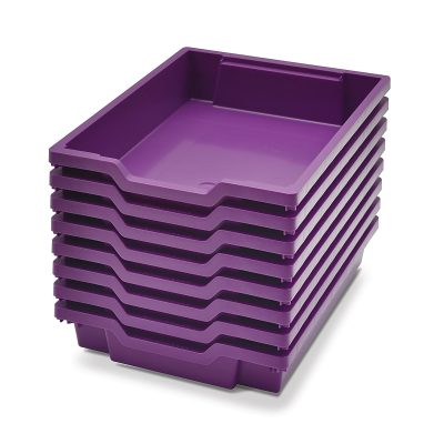 Gratnells Shallow F1 Tray, Heavy Duty School, Industrial & Utility Bins, 12.3" x 16.8" x 3", Plum Purple, Pack Of 8