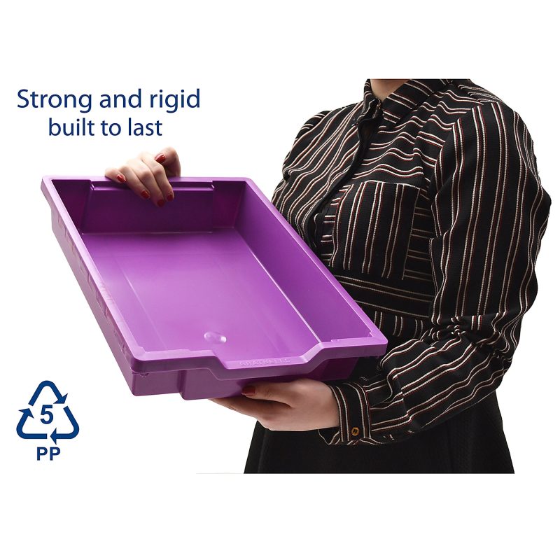 Gratnells Shallow F1 Tray, Heavy Duty School, Industrial & Utility Bins, 12.3" x 16.8" x 3", Plum Purple, Pack Of 8 - Image 3