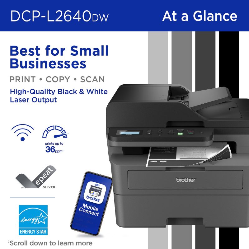 Brother DCP-L2640DW Wireless Compact Monochrome Multi-Function Laser Printer, Refresh EZ Print Eligibility - Image 3