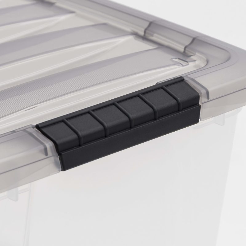 Iris® Stack & Pull™ Storage Boxes, 18 Gallon, Clear/Gray, Set Of 3 Boxes - Image 3
