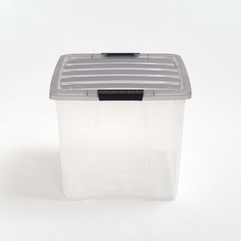Iris® Stack & Pull™ Storage Boxes, 18 Gallon, Clear/Gray, Set Of 3 Boxes - Image 8