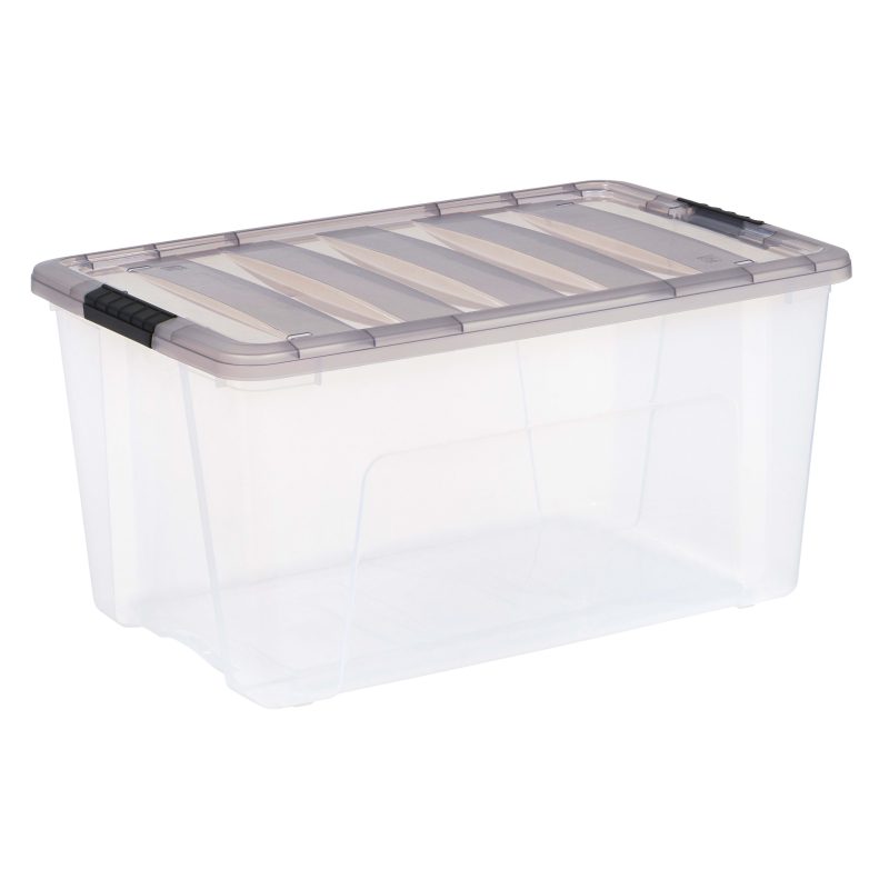 Iris® Stack & Pull™ Storage Boxes, 18 Gallon, Clear/Gray, Set Of 3 Boxes - Image 11