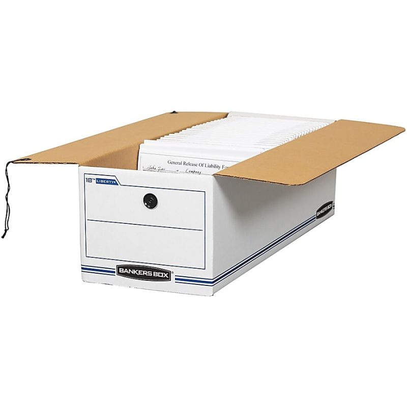 Bankers Box® Liberty® Corrugated Storage Boxes, 7 1/2" x 9" x 24 1/4", White/Blue, Case Of 12 - Image 4