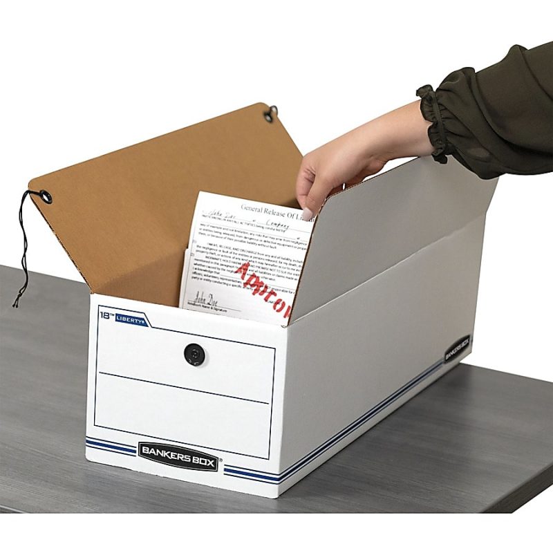 Bankers Box® Liberty® Corrugated Storage Boxes, 7 1/2" x 9" x 24 1/4", White/Blue, Case Of 12 - Image 5