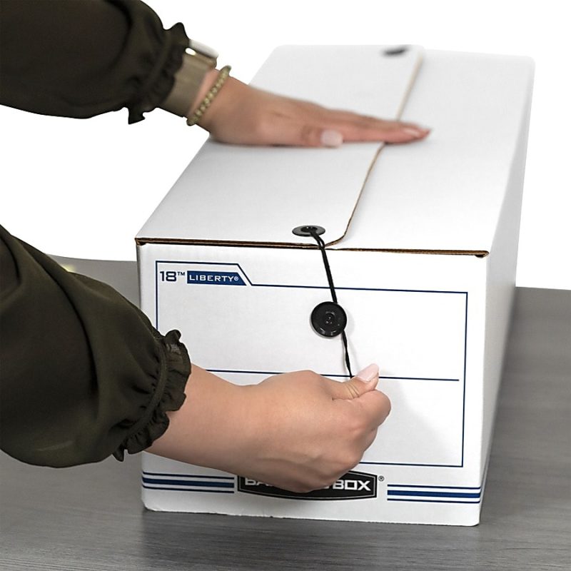 Bankers Box® Liberty® Corrugated Storage Boxes, 7 1/2" x 9" x 24 1/4", White/Blue, Case Of 12 - Image 6