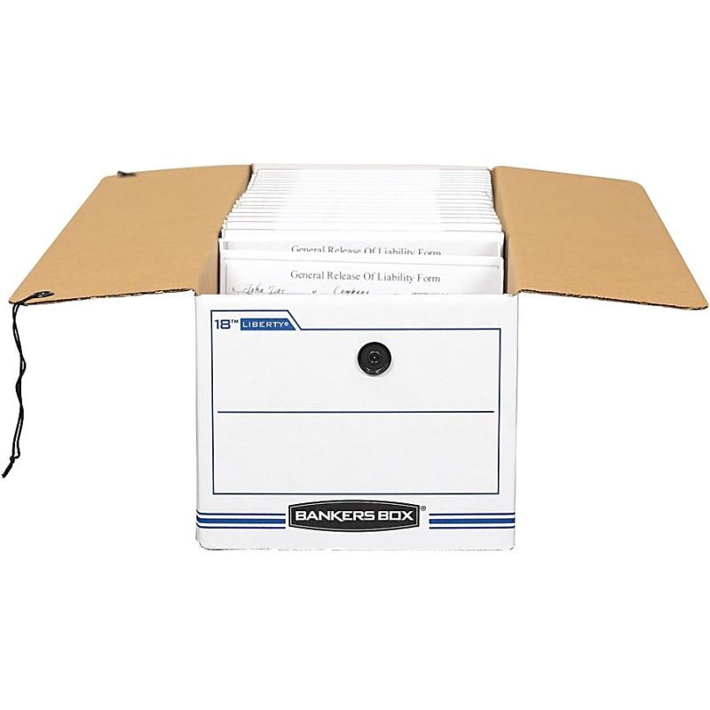 Bankers Box® Liberty® Corrugated Storage Boxes, 7 1/2" x 9" x 24 1/4", White/Blue, Case Of 12 - Image 7
