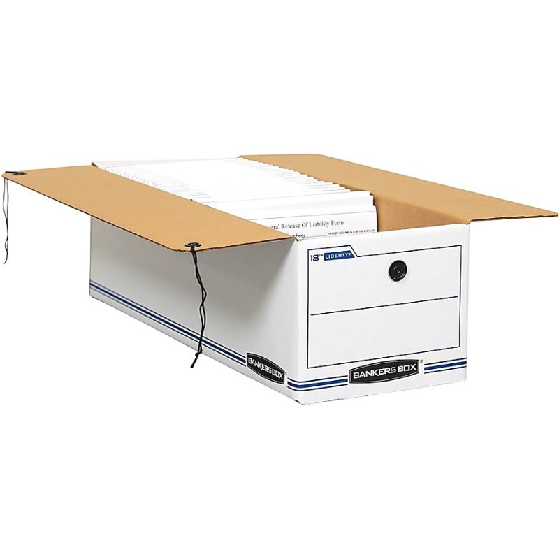 Bankers Box® Liberty® Corrugated Storage Boxes, 7 1/2" x 9" x 24 1/4", White/Blue, Case Of 12 - Image 8