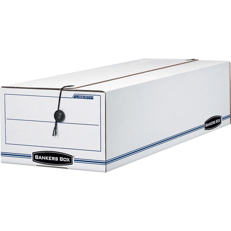 Bankers Box® Liberty® Corrugated Storage Boxes, 6 1/4" x 9 3/4" x 23 3/4", White/Blue, Case Of 12 - Image 2