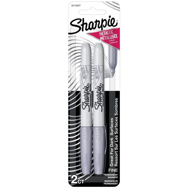 Sharpie® Metallic Permanent Markers, Fine Point, Metallic Silver, Pack Of 36 - Silver,2