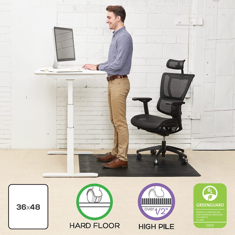 Deflecto Ergonomic Sit-Stand® Chair Mat For All Pile and Hard Floors, 36"W x 48"D, Black - Image 3