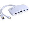 SIIG Mini-DP Video Dock with USB 3.0 LAN Hub - White - for Notebook/Tablet PC - USB 3.0 - 3 x USB Ports - 3 x USB 3.0 - Network (RJ-45) - HDMI - DisplayPort - Mini DisplayPort - Wired
