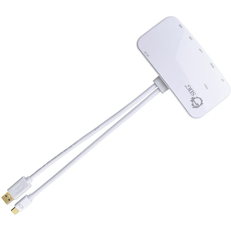 SIIG Mini-DP Video Dock with USB 3.0 LAN Hub - White - for Notebook/Tablet PC - USB 3.0 - 3 x USB Ports - 3 x USB 3.0 - Network (RJ-45) - HDMI - DisplayPort - Mini DisplayPort - Wired - Image 4
