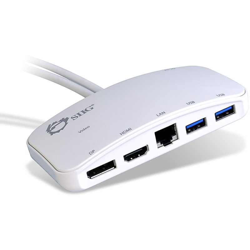 SIIG Mini-DP Video Dock with USB 3.0 LAN Hub - White - for Notebook/Tablet PC - USB 3.0 - 3 x USB Ports - 3 x USB 3.0 - Network (RJ-45) - HDMI - DisplayPort - Mini DisplayPort - Wired - Image 6
