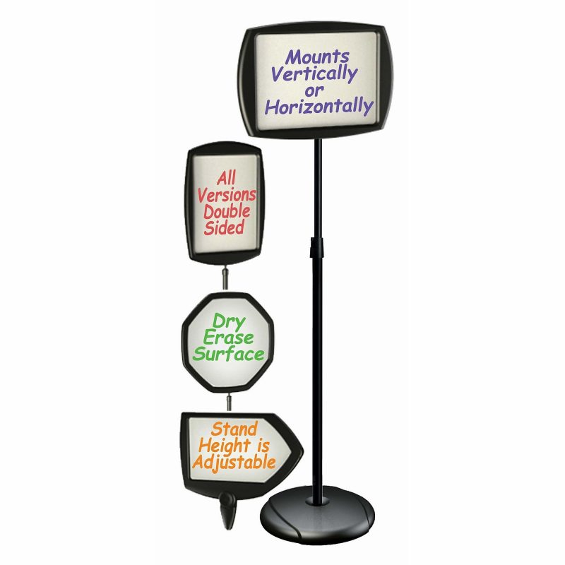 MasterVision® Octagon Easy Clean Non-Magnetic Dry-Erase Whiteboard Sign Stand, 65" x 15 3/4", Steel Frame With Black Finish - Image 3