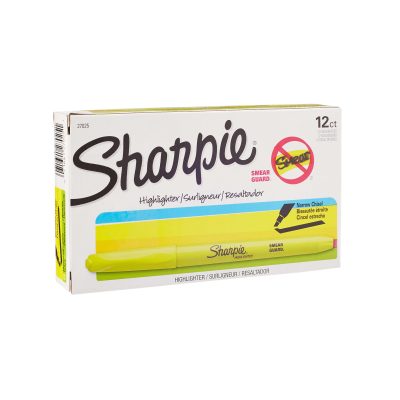 Sharpie® Accent Pocket Highlighters, Chisel Tip, Assorted Barrel Colors, Assorted Ink Colors, Pack Of 24 Highlighters - Fluorescent Yellow,12