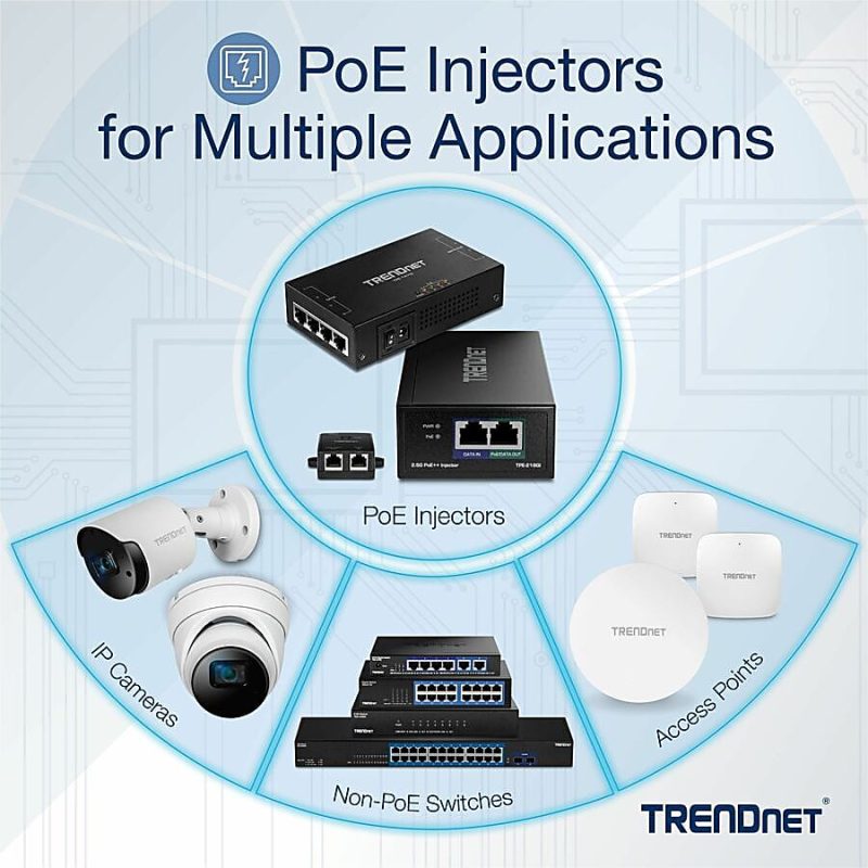 TRENDnet Gigabit Power Over Ethernet Injector, Full Duplex Gigabit Speeds, 1 x Gigabit Ethernet Port, 1 x PoE Gigabit Ethernet Port, Network Devices Up To 100M (328 ft), 15.4W, Black, TPE-113GI - Gigabit Power over Ethernet (PoE) Injector - Image 7