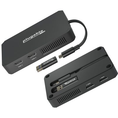 Plugable 4 HDMI Multi Monitor Adapter, USB 3.0 or USB C to HDMI Adapter - Compatible with Windows and Mac, Quad Adapter Supports 1920x1080@60Hz
