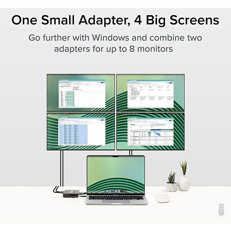 Plugable 4 HDMI Multi Monitor Adapter, USB 3.0 or USB C to HDMI Adapter - Compatible with Windows and Mac, Quad Adapter Supports 1920x1080@60Hz - Image 3