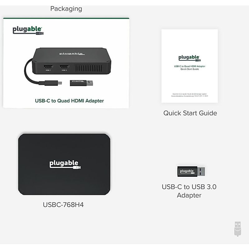 Plugable 4 HDMI Multi Monitor Adapter, USB 3.0 or USB C to HDMI Adapter - Compatible with Windows and Mac, Quad Adapter Supports 1920x1080@60Hz - Image 7