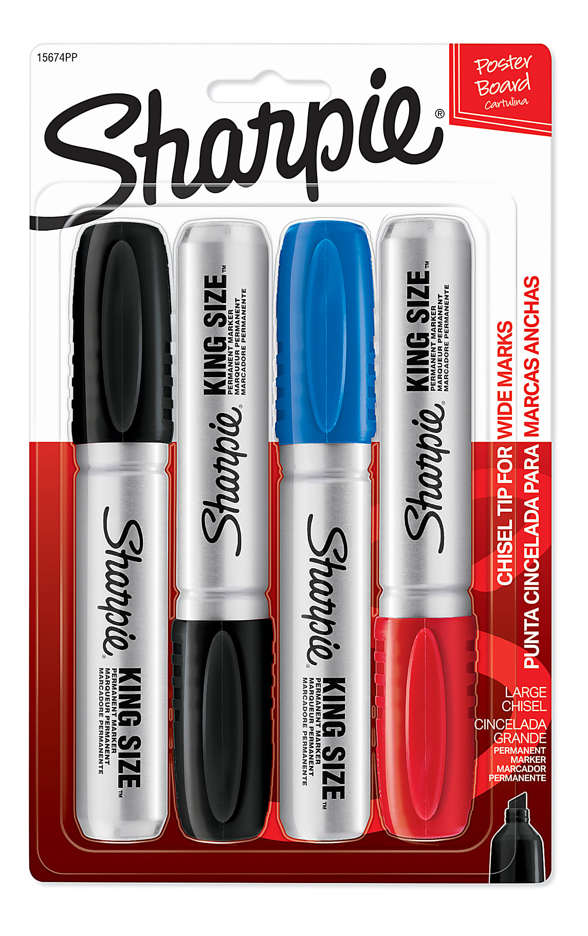 Sharpie&reg; King-Size&trade; Permanent Markers, Black, Pack Of 12 - Assorted,4