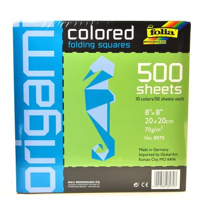 Global Art Folia Origami Folding Squares, 8" x 8", Assorted Colors, 500 Sheets