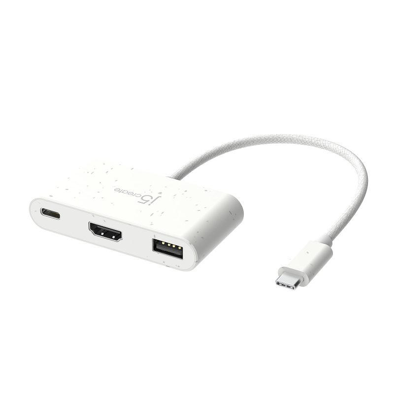 j5create Eco-Friendly USB-C® To HDMI™ & USB™ Adapter With Power Delivery, White, JCA379EW - Image 2