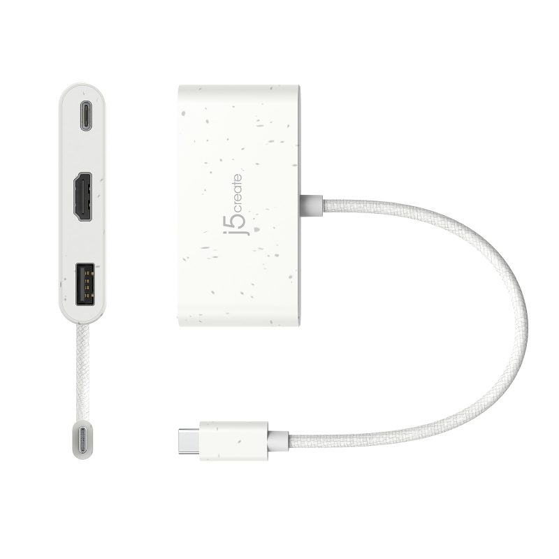 j5create Eco-Friendly USB-C® To HDMI™ & USB™ Adapter With Power Delivery, White, JCA379EW - Image 3