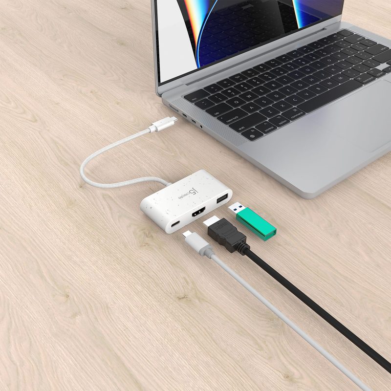 j5create Eco-Friendly USB-C® To HDMI™ & USB™ Adapter With Power Delivery, White, JCA379EW - Image 4