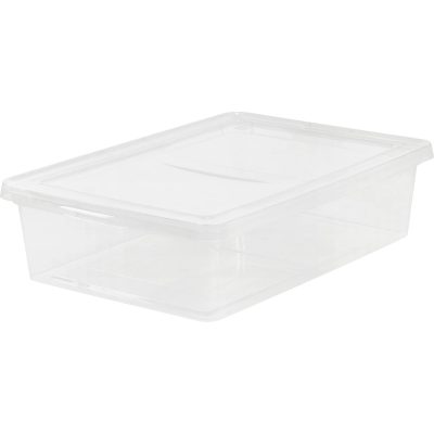 IRIS 28-quart Storage Box - External Dimensions: 24" Width x 16.3" Depth x 6" Height - 7 gal - Snap-in Lid Closure - Stackable - Plastic - Clear - For Clothes, Shoes - 1 Each