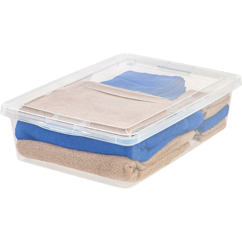 IRIS 28-quart Storage Box - External Dimensions: 24" Width x 16.3" Depth x 6" Height - 7 gal - Snap-in Lid Closure - Stackable - Plastic - Clear - For Clothes, Shoes - 1 Each - Image 2