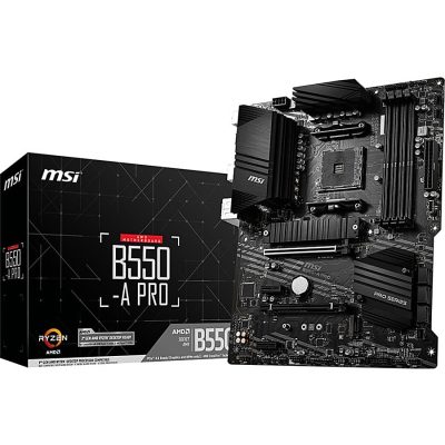 MSI B550-A PRO Desktop Motherboard - AMD B550 Chipset - Socket AM4 - ATX - 128 GB DDR4 SDRAM Maximum RAM - DIMM, UDIMM - 4 x Memory Slots - Gigabit Ethernet - Yes - Yes - 6 x SATA Interfaces