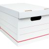Office Depot® Brand Standard-Duty Corrugated Storage Boxes, Letter/Legal Size, 15" x 12" x 10",  60% Recycled, White/Red, Pack Of 10