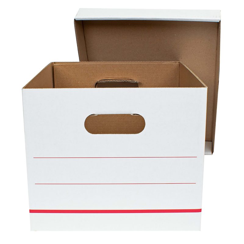 Office Depot® Brand Standard-Duty Corrugated Storage Boxes, Letter/Legal Size, 15" x 12" x 10",  60% Recycled, White/Red, Pack Of 10 - Image 2