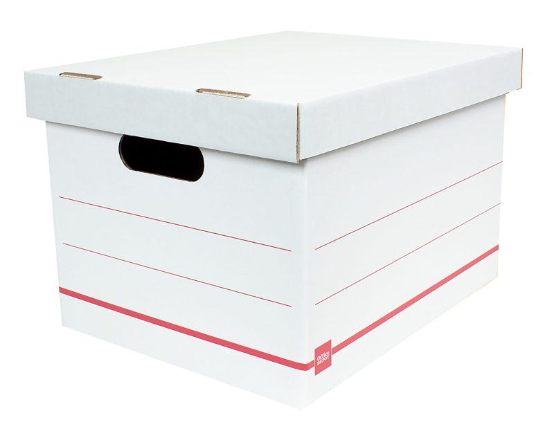 Office Depot® Brand Standard-Duty Corrugated Storage Boxes, Letter/Legal Size, 15" x 12" x 10",  60% Recycled, White/Red, Pack Of 10 - Image 3