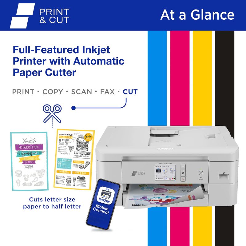 Brother Print & Cut MFC-J1800DW Wireless Inkjet Color All-in-One Printer With Automatic Paper Cutter And Refresh EZ Print Eligibility - Image 3
