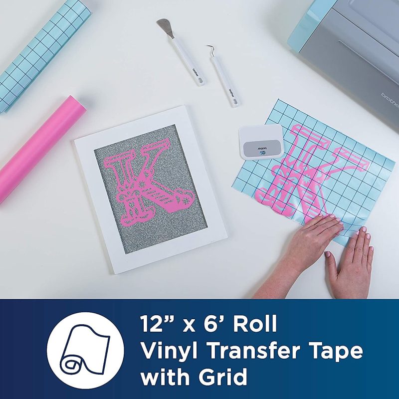 Brother Adhesive Transfer Paper With Grid, 72” x 12”, Clear - Image 2