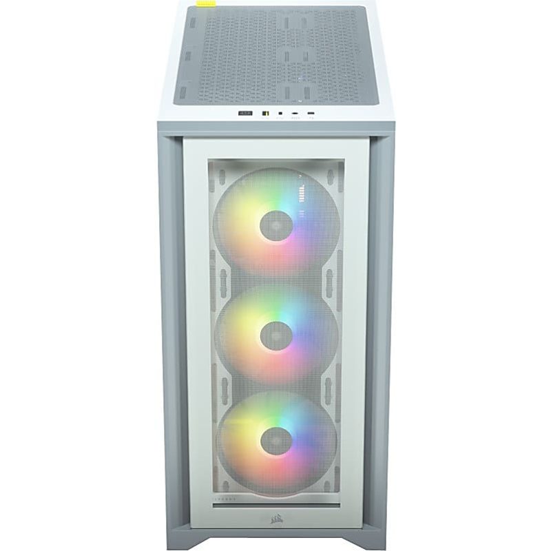 Corsair iCUE 4000X RGB Tempered Glass Mid-Tower ATX Case - White - Mid-tower - White - Tempered Glass, Steel, Plastic - 4 x Bay - 3 x 4.72" x Fan(s) Installed - 0 - ATX Motherboard Supported - 17.20 lb - 6 x Fan(s) Supported - Image 5