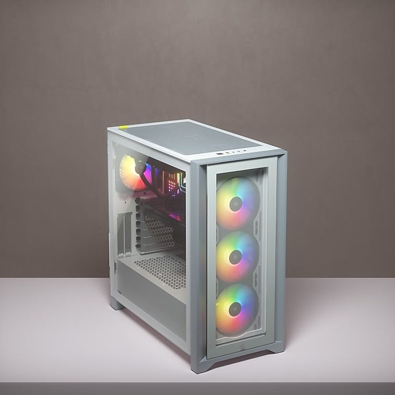 Corsair iCUE 4000X RGB Tempered Glass Mid-Tower ATX Case - White - Mid-tower - White - Tempered Glass, Steel, Plastic - 4 x Bay - 3 x 4.72" x Fan(s) Installed - 0 - ATX Motherboard Supported - 17.20 lb - 6 x Fan(s) Supported - Image 7