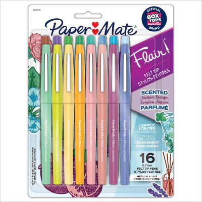 Paper Mate® Flair® Porous-Point Pens, Medium Point, 0.7 mm, Black Barrel, Black Ink, Pack Of 12 Pens - Assorted,16