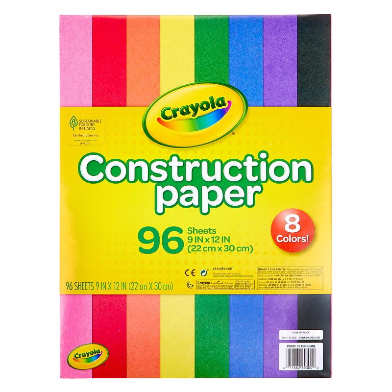 Crayola Construction Paper, 9” x 12”, Assorted Colors, 96 Sheets Per Pack, Set Of 12 Packs - Image 2