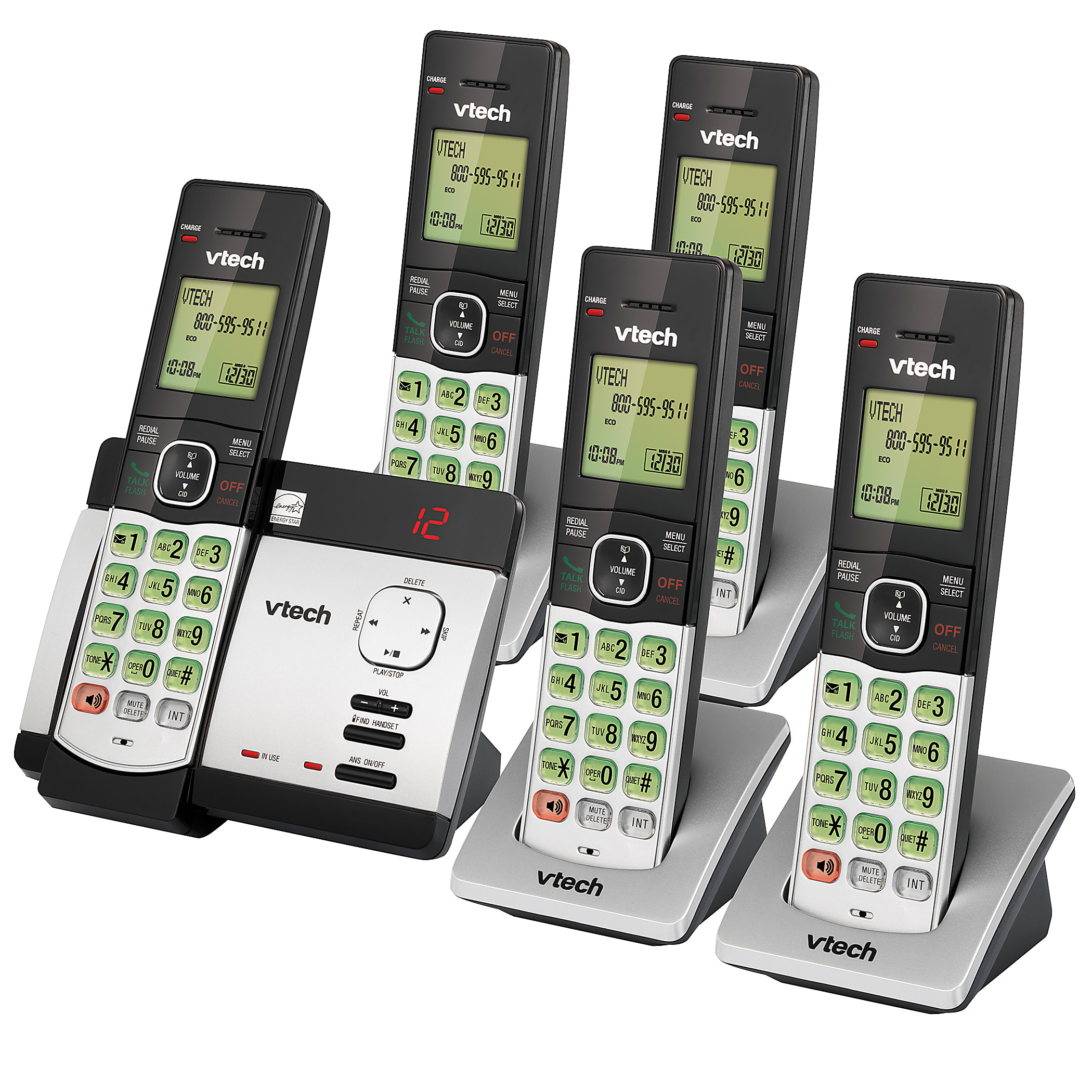 VTech® CS5129-5 5-Handset DECT 6.0 Cordless Phone System With Digital Answering System, 80-0200-00 - Image 2