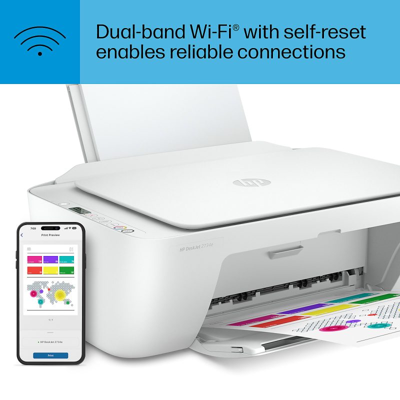 HP Deskjet 2734e Wireless Inkjet Multifunction Printer - Color - Copier/Printer/Scanner - 4800 x 1200 dpi Print - Manual Duplex Print - Up to 1000 Pages Monthly - Color Flatbed Scanner - 1200 dpi Optical Scan - Wireless LAN - Image 8