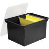 Storex® Portable Storage File Tote, Letter/Legal Size, 14" x 12" x 20", Black/Clear - Image 2