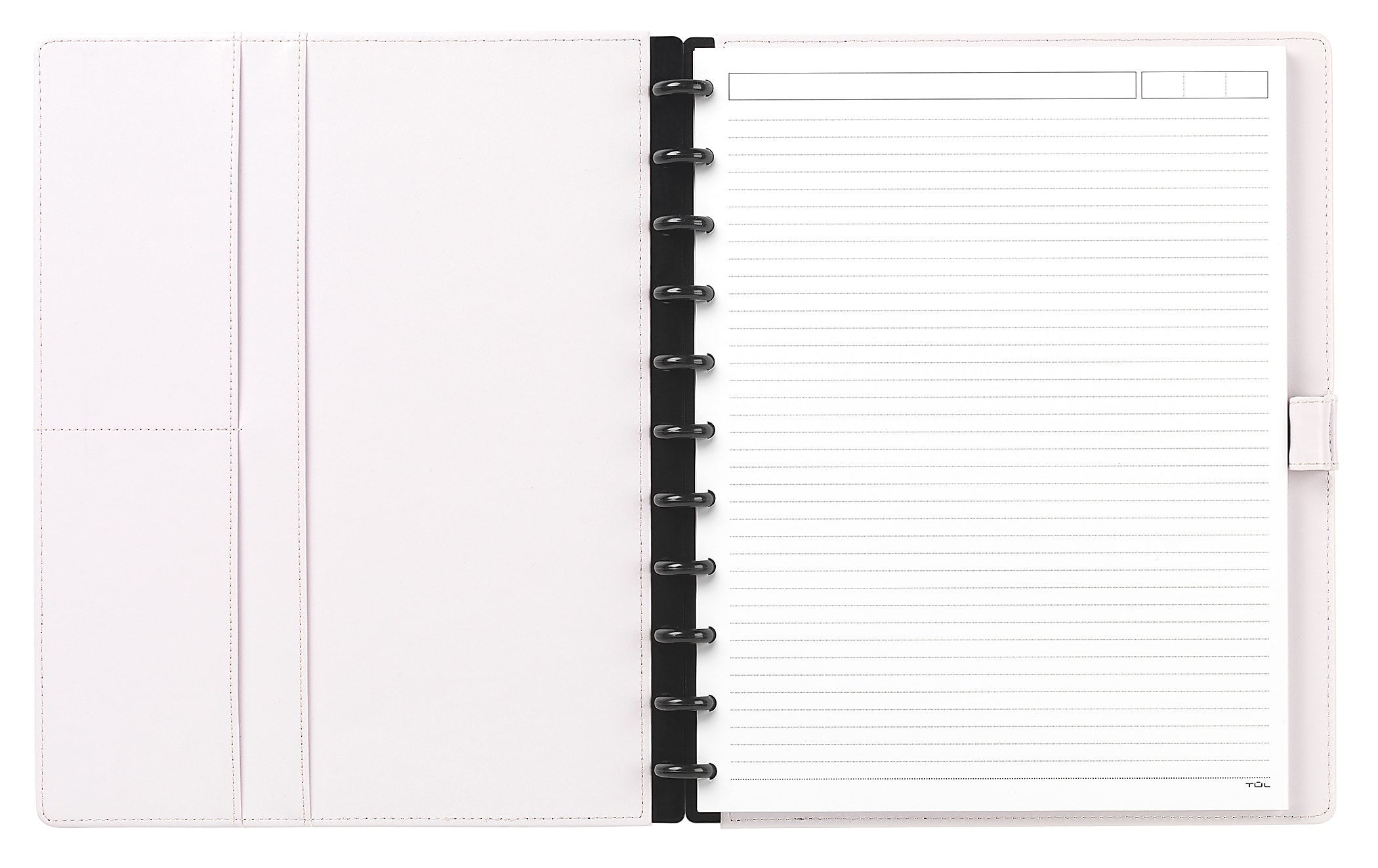 TUL® Discbound Notebook With Die-Cut Leather Cover, Letter Size, Narrow Ruled, 60 Sheets, Pink/Rose Gold - Image 2